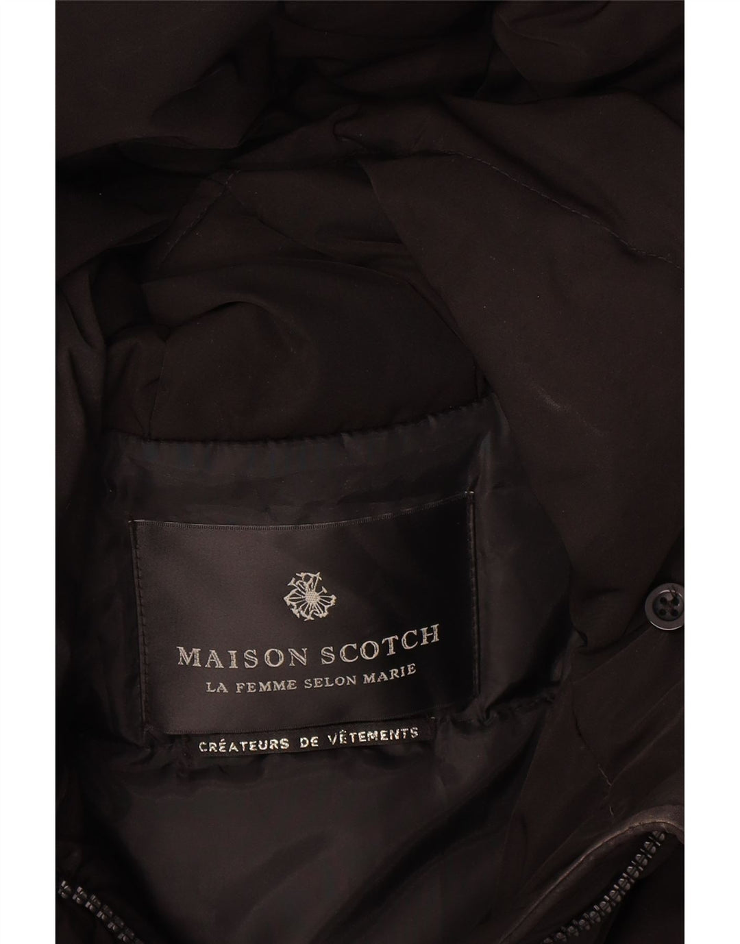 Maison Scotch Manteau rembourré à capuche pour femme UK 14 Polyester noir moyen