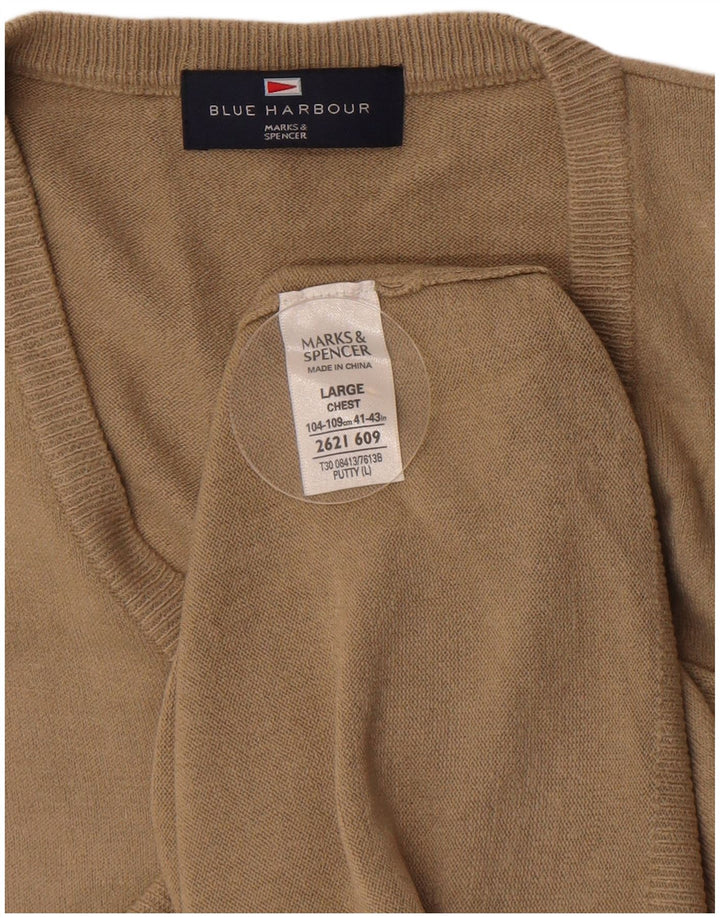 Marks & Spencer Débardeur Blue Harbor Vest pour hommes, grand, en acrylique beige