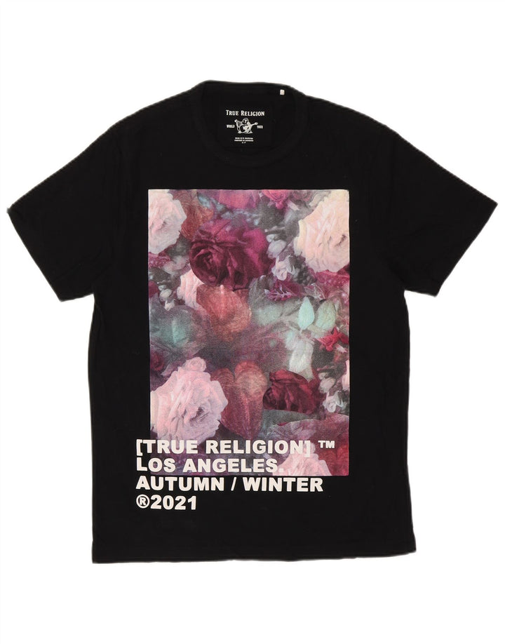 TRUE RELIGION T-Shirt Graphique Homme Petit Noir Coton Floral