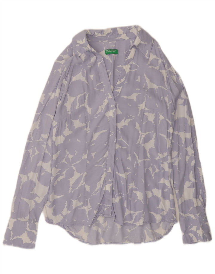 BENETTON Chemise Femme UK 14 Medium Violet Floral Viscose