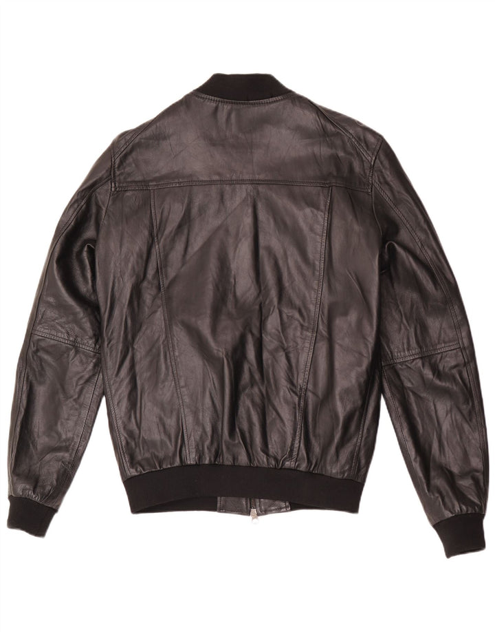 veste en cuir bomber homme vintage IT 48 cuir noir moyen