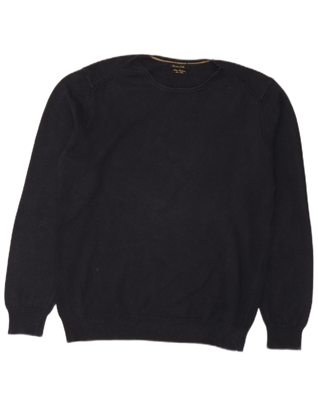 Massimo Dutti Pull à col rond pour homme en coton bleu marine Taille L