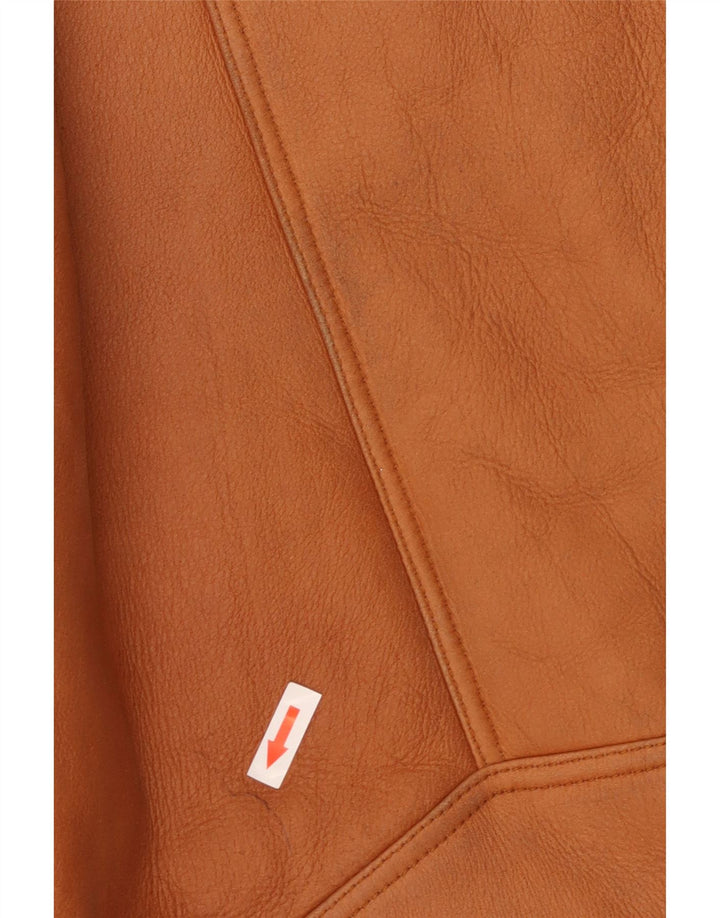 Veste Shearling Homme Vintage UK 40 Grand Cuir Marron