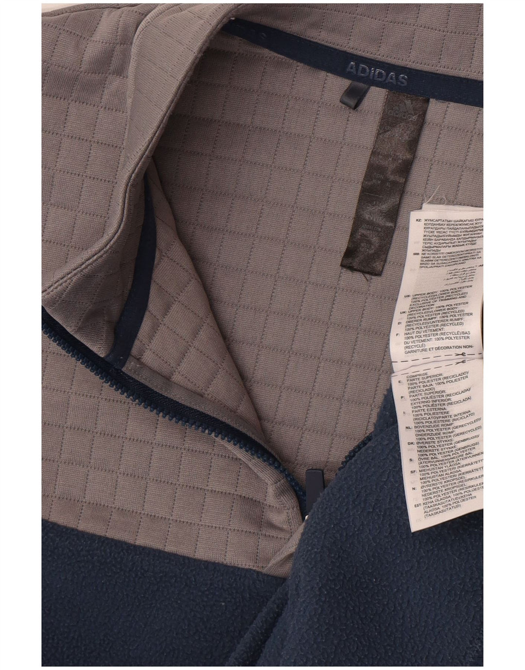 Adidas Pull polaire à col zippé pour homme Bleu marine moyen Polyester colour block