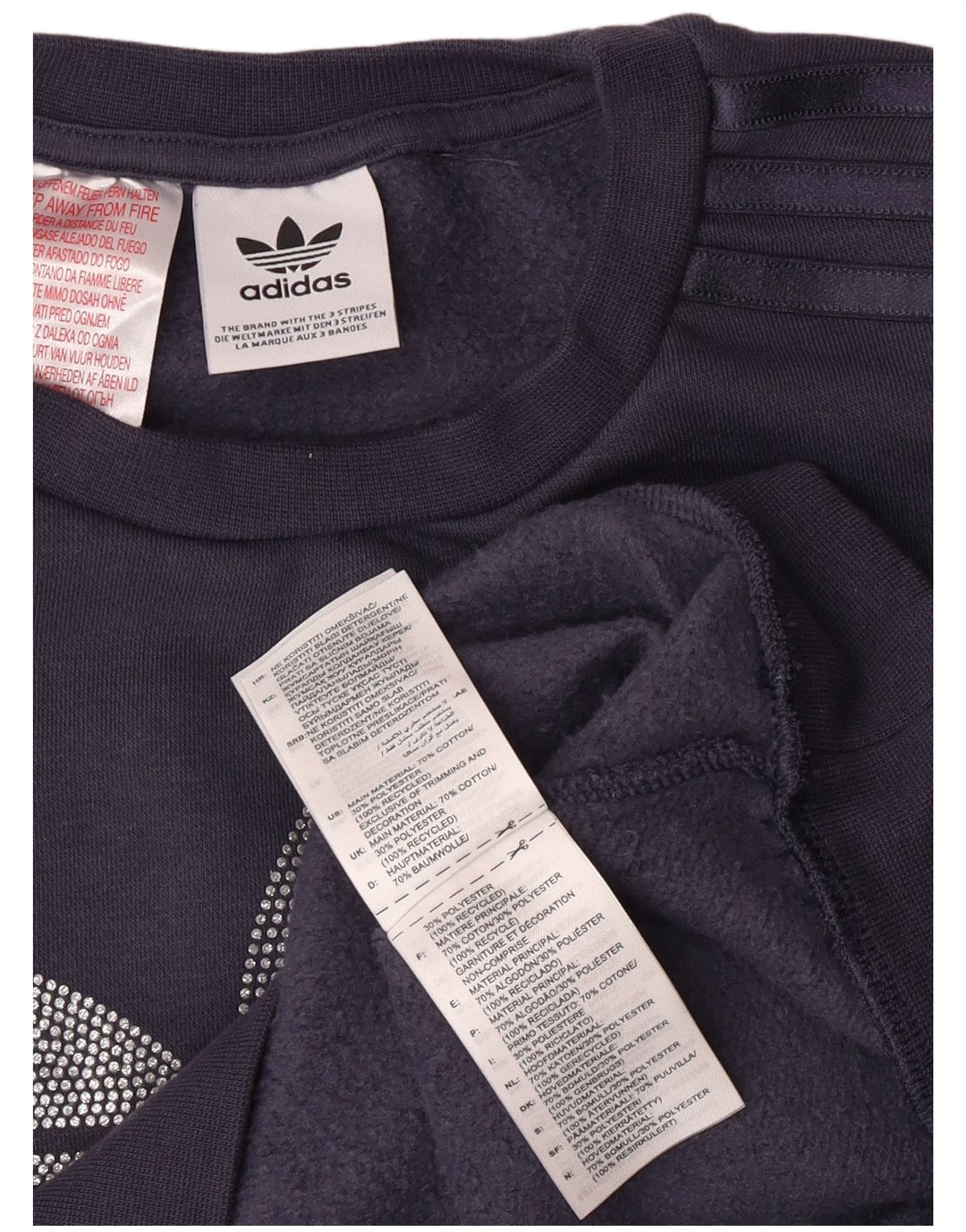 ADIDAS Sweat-shirt graphique pour femme UK 12 Bleu marine moyen en coton