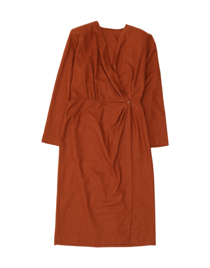 Robe portefeuille à manches longues vintage pour femmes IT 46 Grand Marron