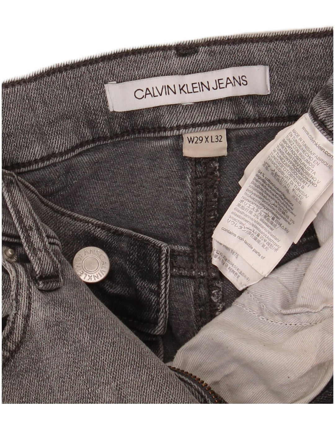 Calvin Klein Jean Slim Homme W29 L32 Gris Coton