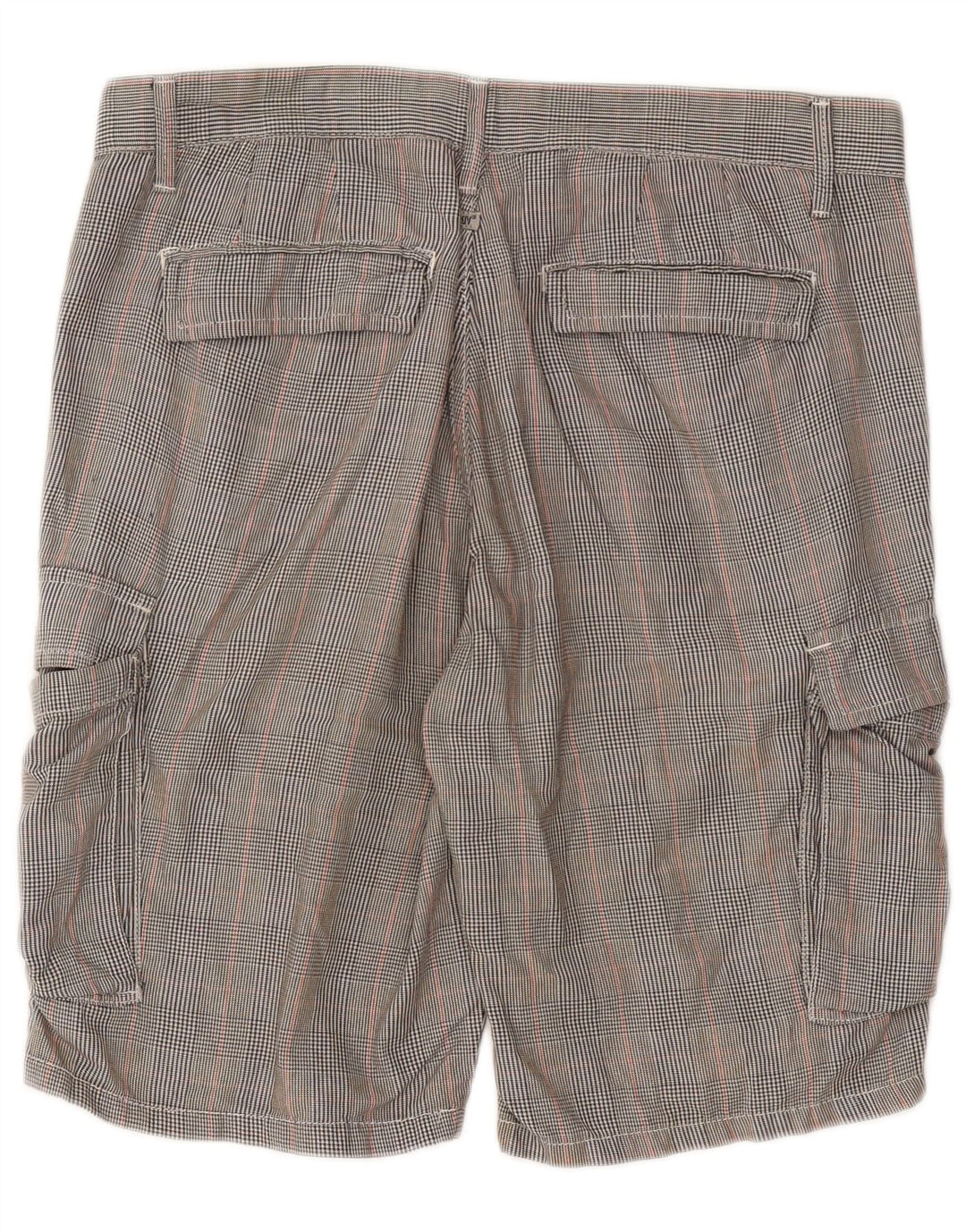 Jaggy Short Cargo Homme W33 Coton Pied-de-Poule Gris Moyen