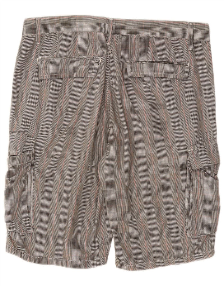 Jaggy Short Cargo Homme W33 Coton Pied-de-Poule Gris Moyen