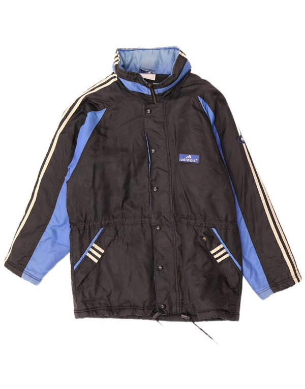 Adidas Manteau coupe-vent à capuche pour homme UK 40 Large Noir Colorblock Nylon