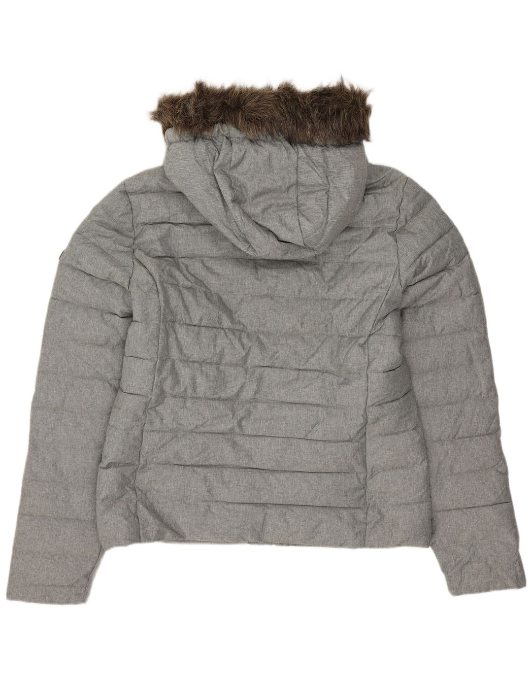 SUPERDRY Veste matelassée à capuche pour femme UK 14 Large Gris Polyester