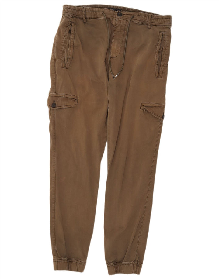 Zara Pantalon Cargo Joggers Homme Moyen W31 L28 Kaki Coton