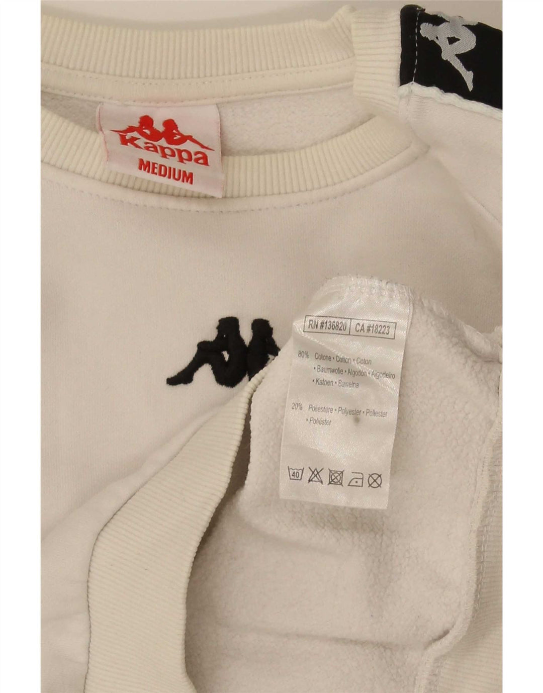 Kappa Sweat-shirt graphique pour homme en coton color block blanc moyen