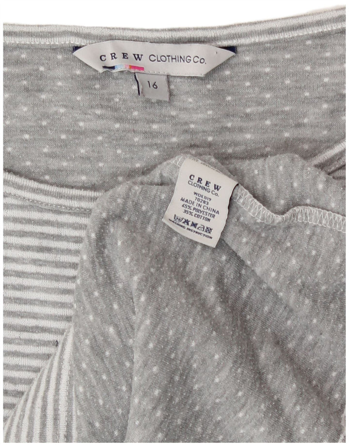 Crew Clothing Haut Femme Manches 3/4 UK 16 Grand Gris Rayé Polyester