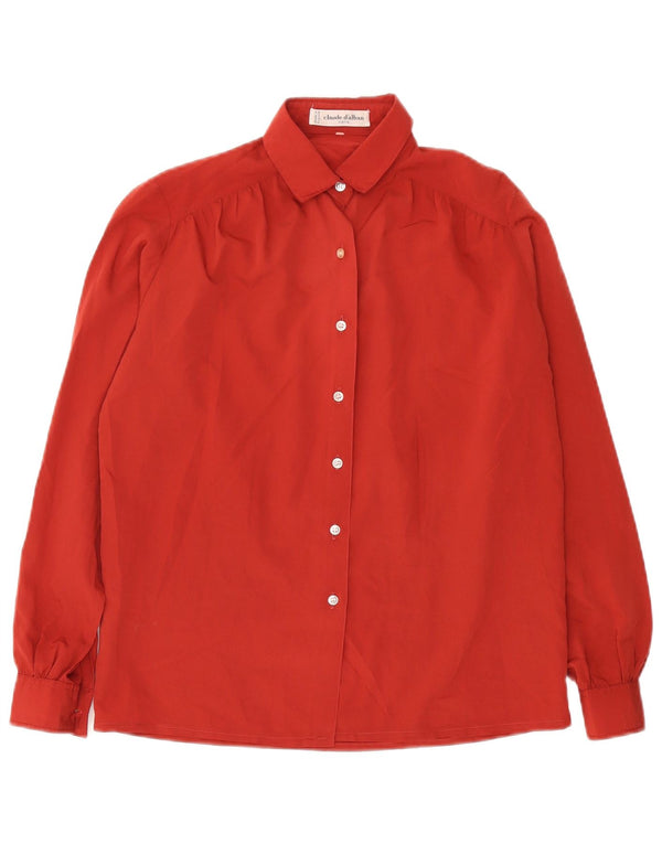 Chemisier chemise femme vintage UK 14 grand polyester bordeaux