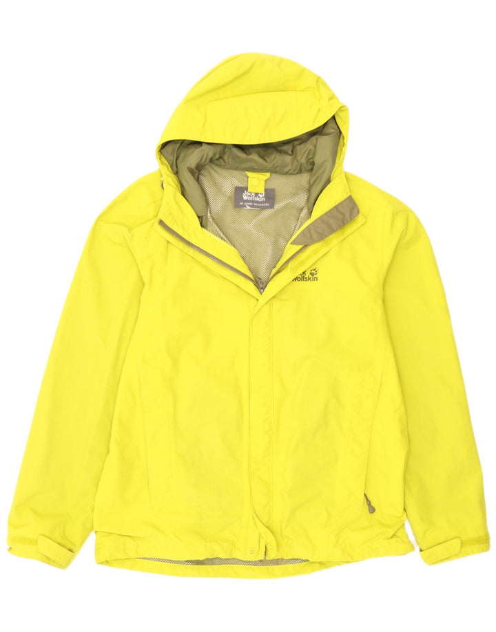 Jack Wolfskin Veste de pluie à capuche pour homme UK 38 Jaune moyen
