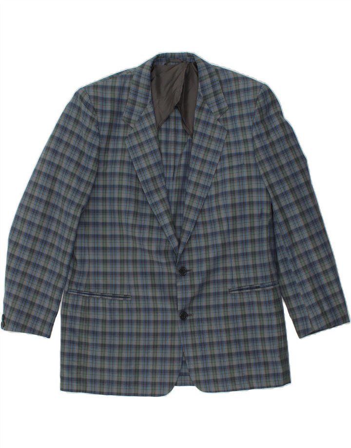 VINTAGE Mens 2 Button Blazer Jacket IT 52 XL Blue Check Polyester Vintage Vintage and Second-Hand Vintage from Messina Hembry 