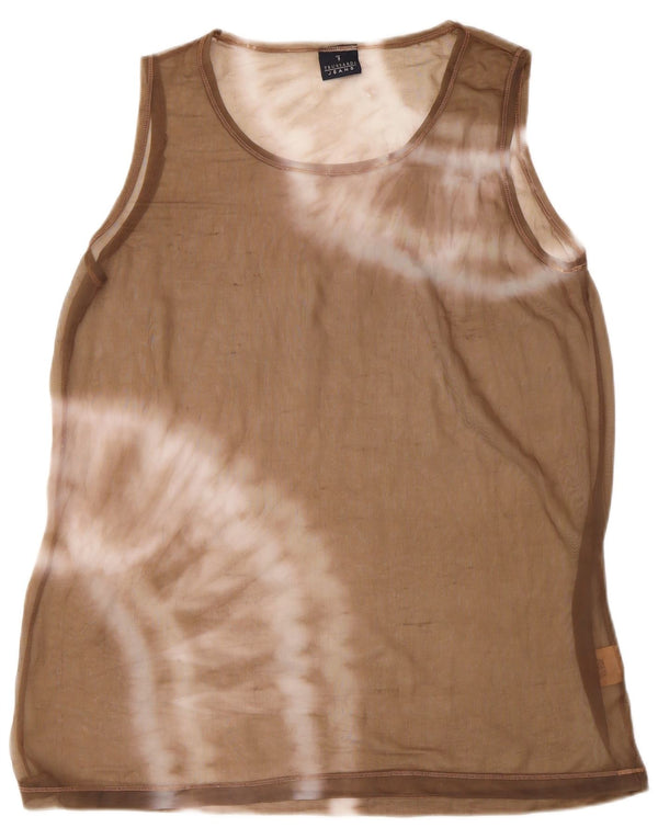 Trussardi Jeans Débardeur Femme UK 16 Large Beige Tie Dye Polyamide