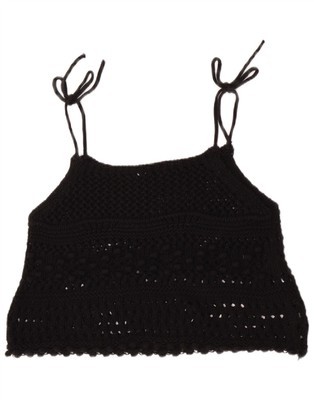 Zara Haut court sans manches en crochet pour femme UK 12 Noir moyen