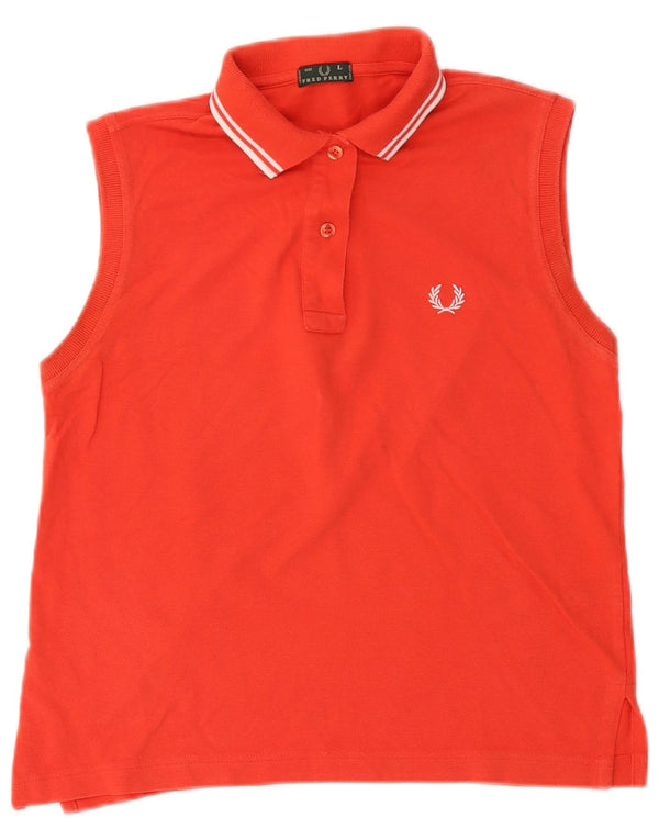 Fred Perry Polo sans manches pour femme UK 14 Large Orange Coton