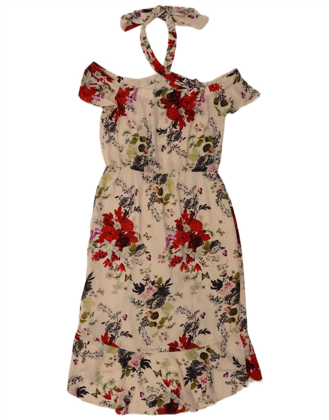 Oasis Robe Licou Femme UK 12 Moyen Blanc Cassé Floral Polyester