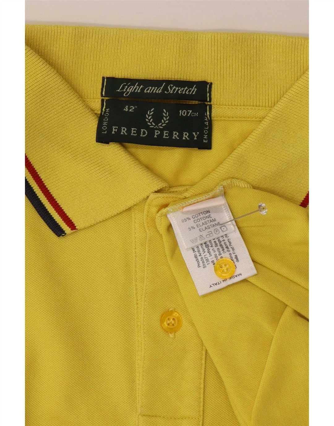 Fred Perry Polo Homme Coton Rayé Jaune Moyen