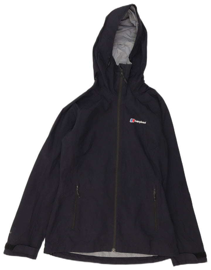 Berghaus Veste de pluie à capuche pour femme UK 8 Small Bleu marine Polyamide