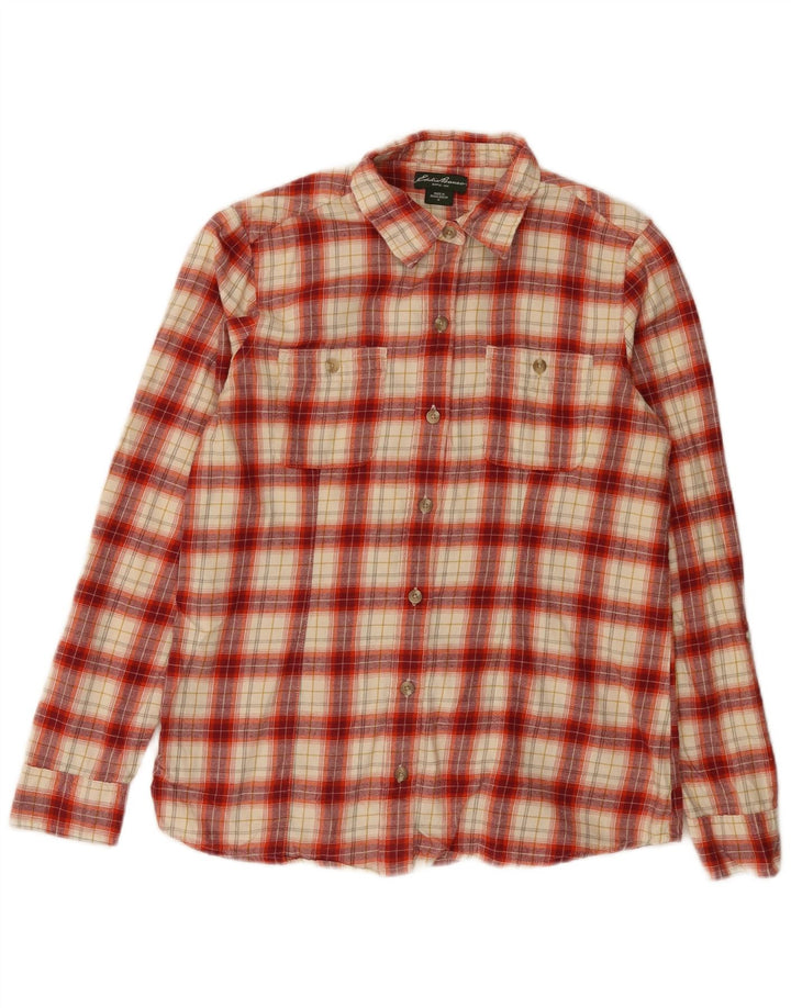 Eddie Bauer Chemise en flanelle pour femme UK 14 Coton à carreaux rouge moyen