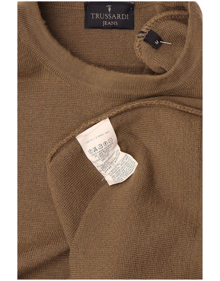 Trussardi Jeans Pull Col Ras Du Cou Laine Marron Moyen Homme