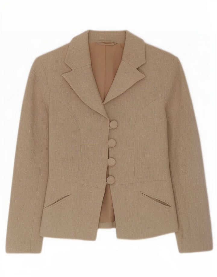 vintage Femme 4 Bouton Blazer Veste UK 10 Petit Beige