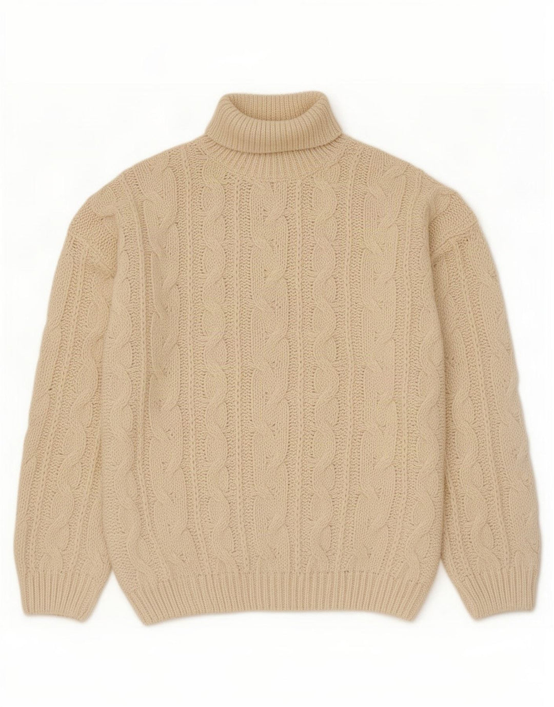 vintage Mens Roll Neck Jumper Pull XL Off White Polyacrylique