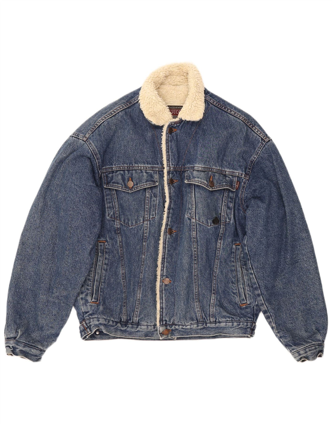 CASUCCI Veste en jean Sherpa pour homme UK 38 Bleu moyen Coton