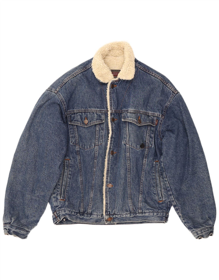 CASUCCI Veste en jean Sherpa pour homme UK 38 Bleu moyen Coton