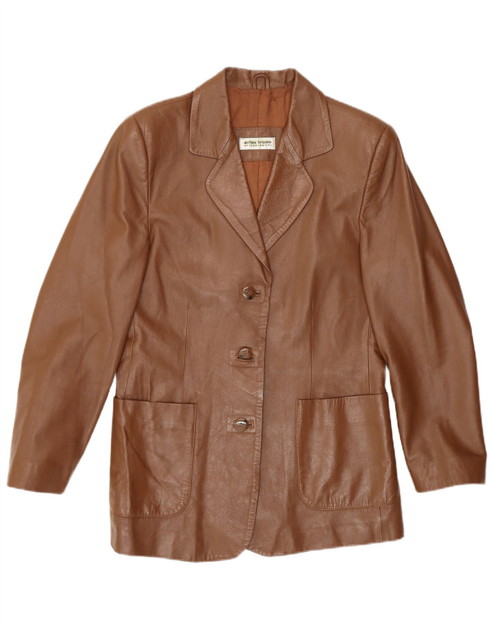 ASHLEY BROOKE Womens Leather Jacket UK 14 Large Brown Leather