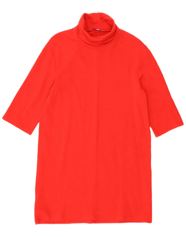 Zara Robe pull à manches 3/4 et col roulé pour femme UK 10 Petit coton rouge