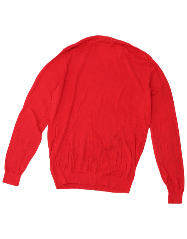 Zara Pull à col rond pour homme en coton rouge Large