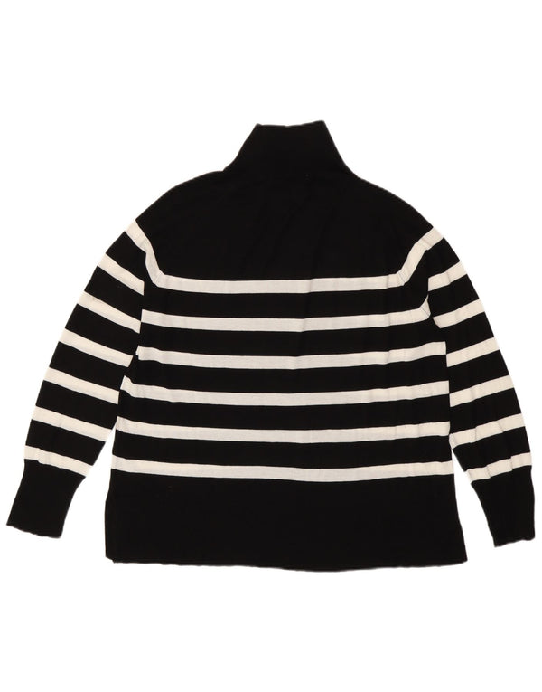Zara Pull col roulé pour femme UK 16 Large Viscose rayée noire