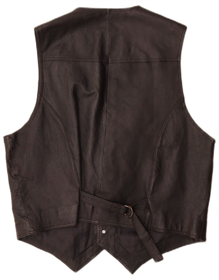 John F Gee Gilet en cuir pour homme EU 52/44 Large Noir