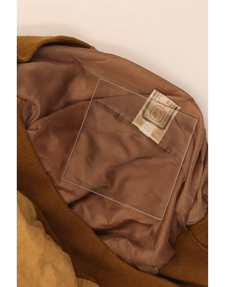 vintage Mens Suede Bomber Jacket IT 50 Grand Cuir Beige