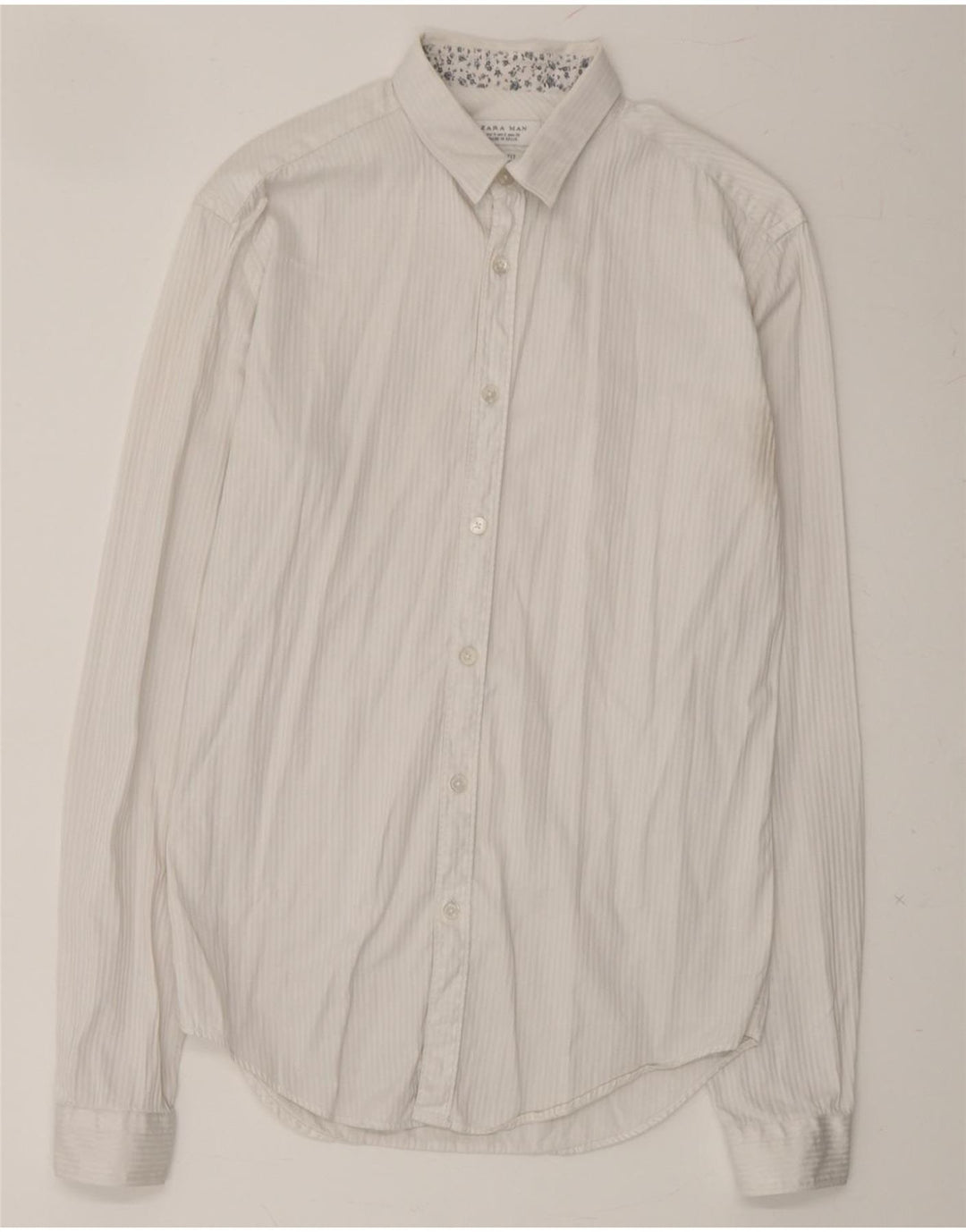 ZARA Mens Slim Fit Shirt Small White Pinstripe Cotton Vintage Zara and Second-Hand Zara from Messina Hembry 