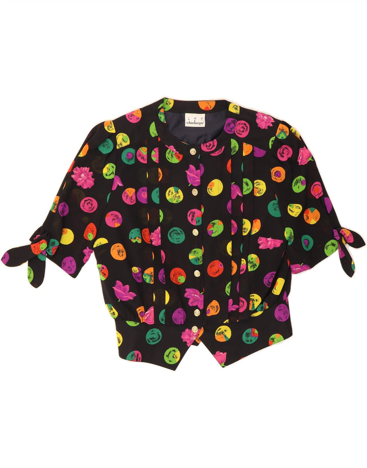 SCHNEBERGER Womens Abstract Pattern Shirt Blouse UK 18 XL  Black Vintage Schneberger and Second-Hand Schneberger from Messina Hembry 