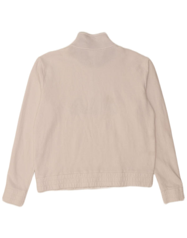 FILA Sweat-shirt graphique à col zippé pour femme UK 16 Grand coton blanc