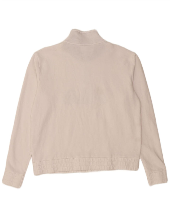 FILA Sweat-shirt graphique à col zippé pour femme UK 16 Grand coton blanc