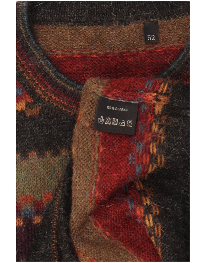 vintage Mens Crew Neck Jumper Sweater IT 52 Grand Rayé Multicolore