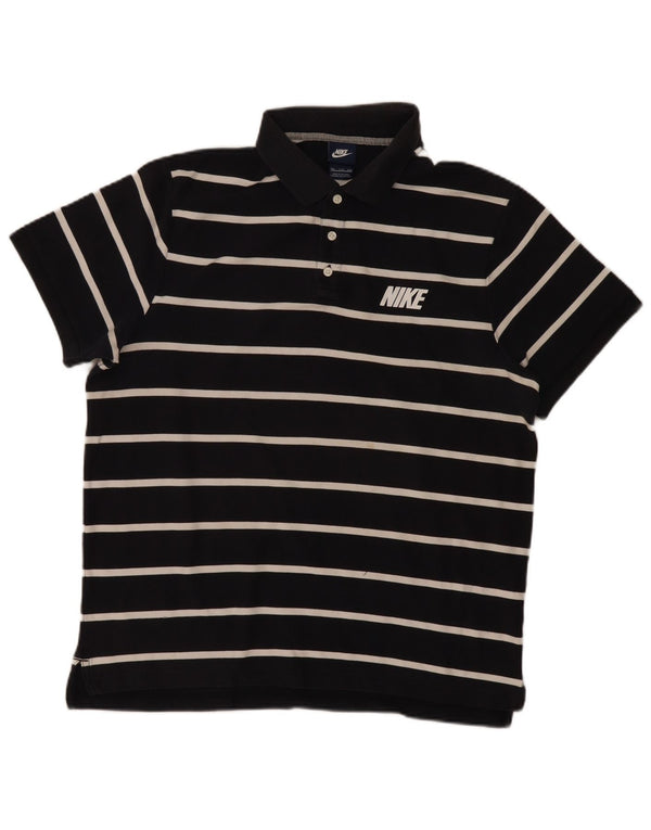 NIKE Polo Homme 2XL Bleu Marine Rayé Coton
