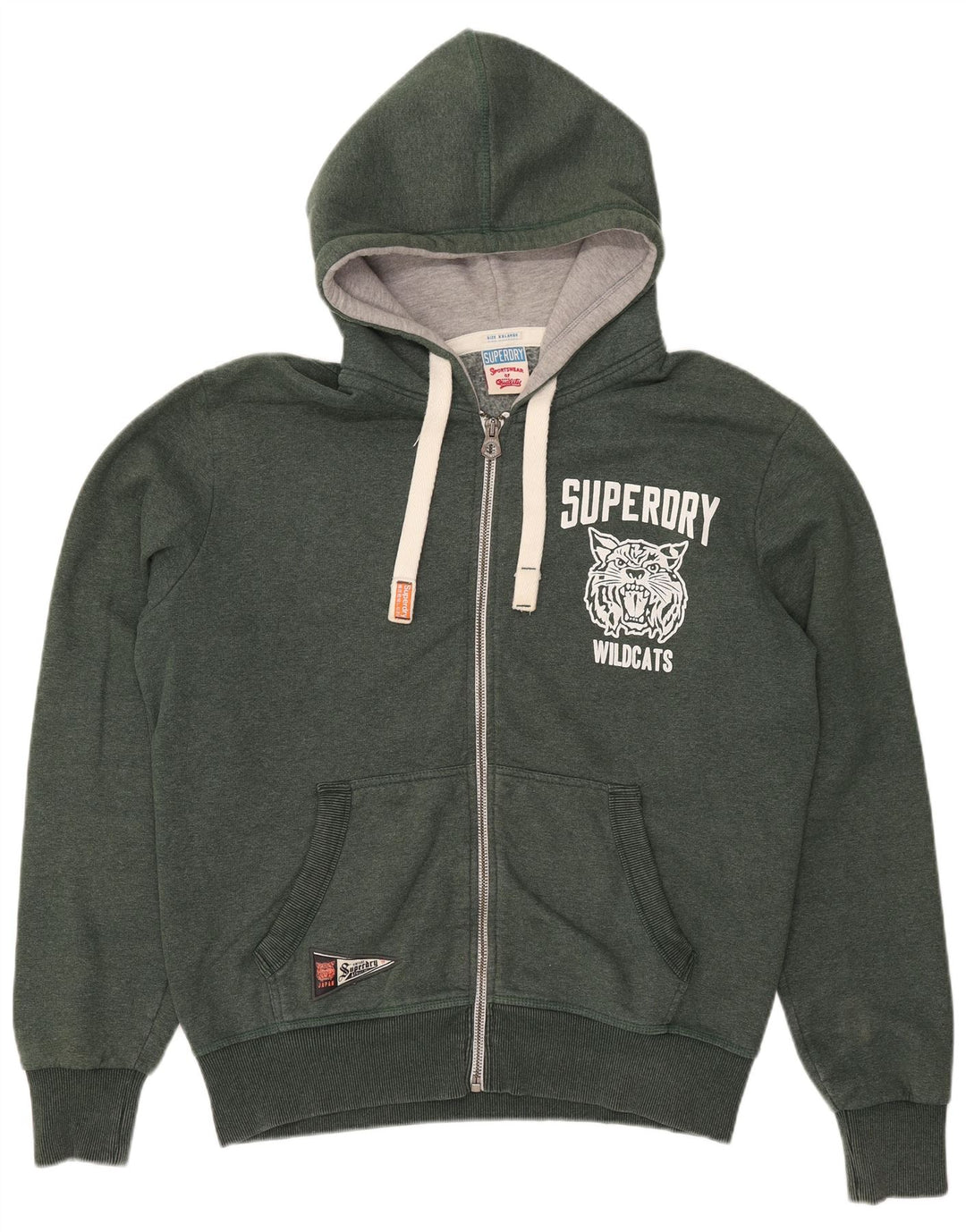 SUPERDRY Pull à capuche zippé graphique pour homme 2XL Kaki Polyester