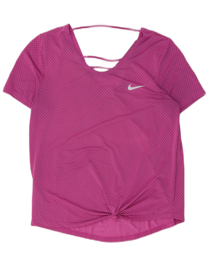 NIKE T-shirt Dri Fit pour femme UK 14 Polyester à pois rose moyen