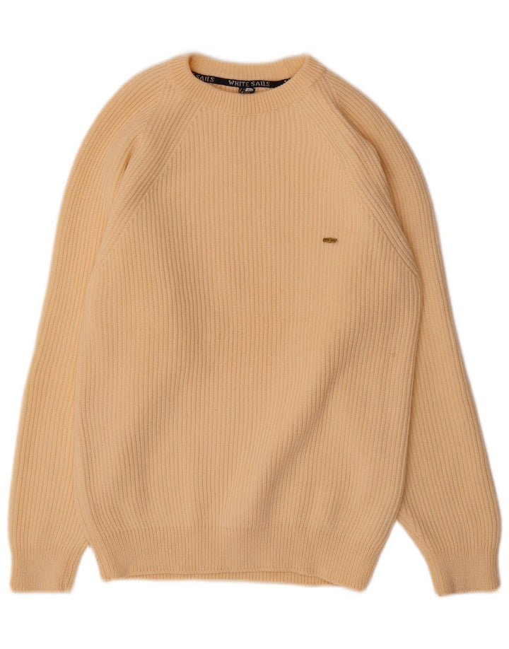 White Sails Pull Col Rond Homme Laine Beige Moyen