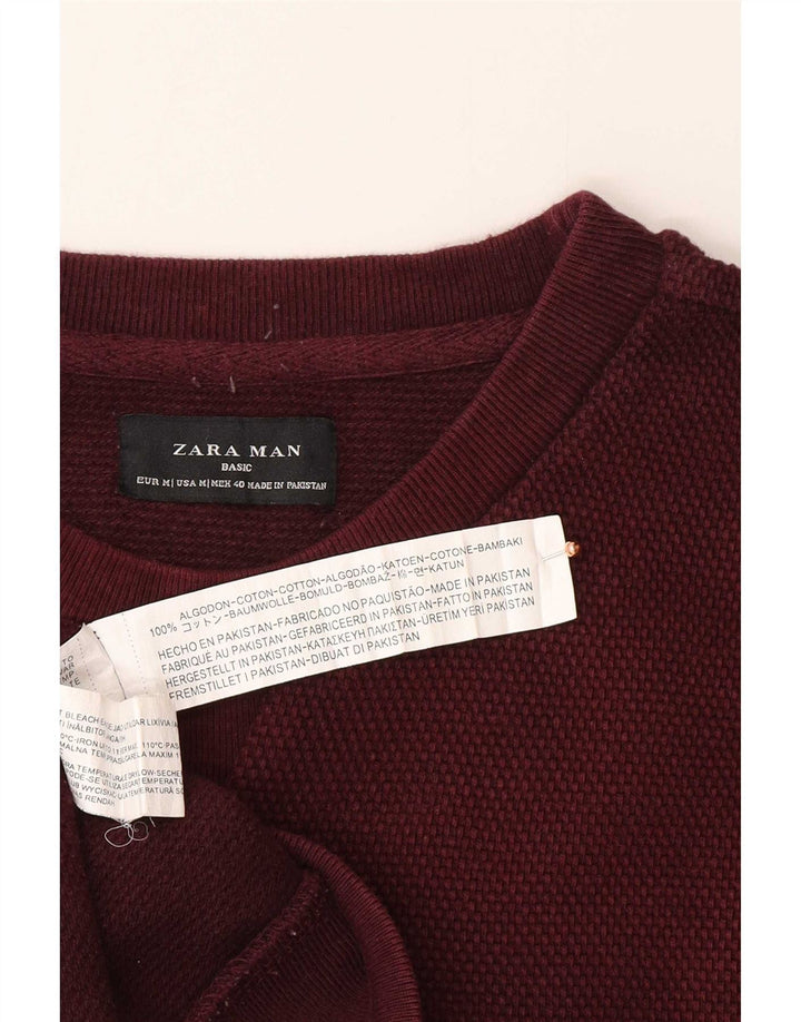 Zara Sweat-shirt pour homme en coton bordeaux moyen