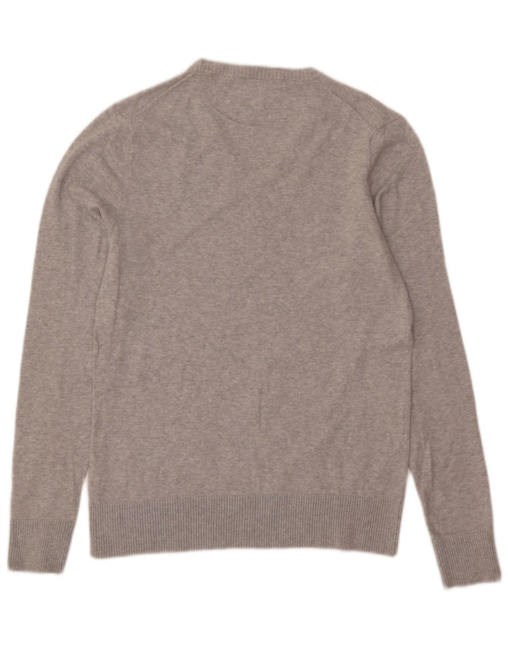 Tommy Hilfiger Pull Col V Homme Gris Moyen Moucheté Coton